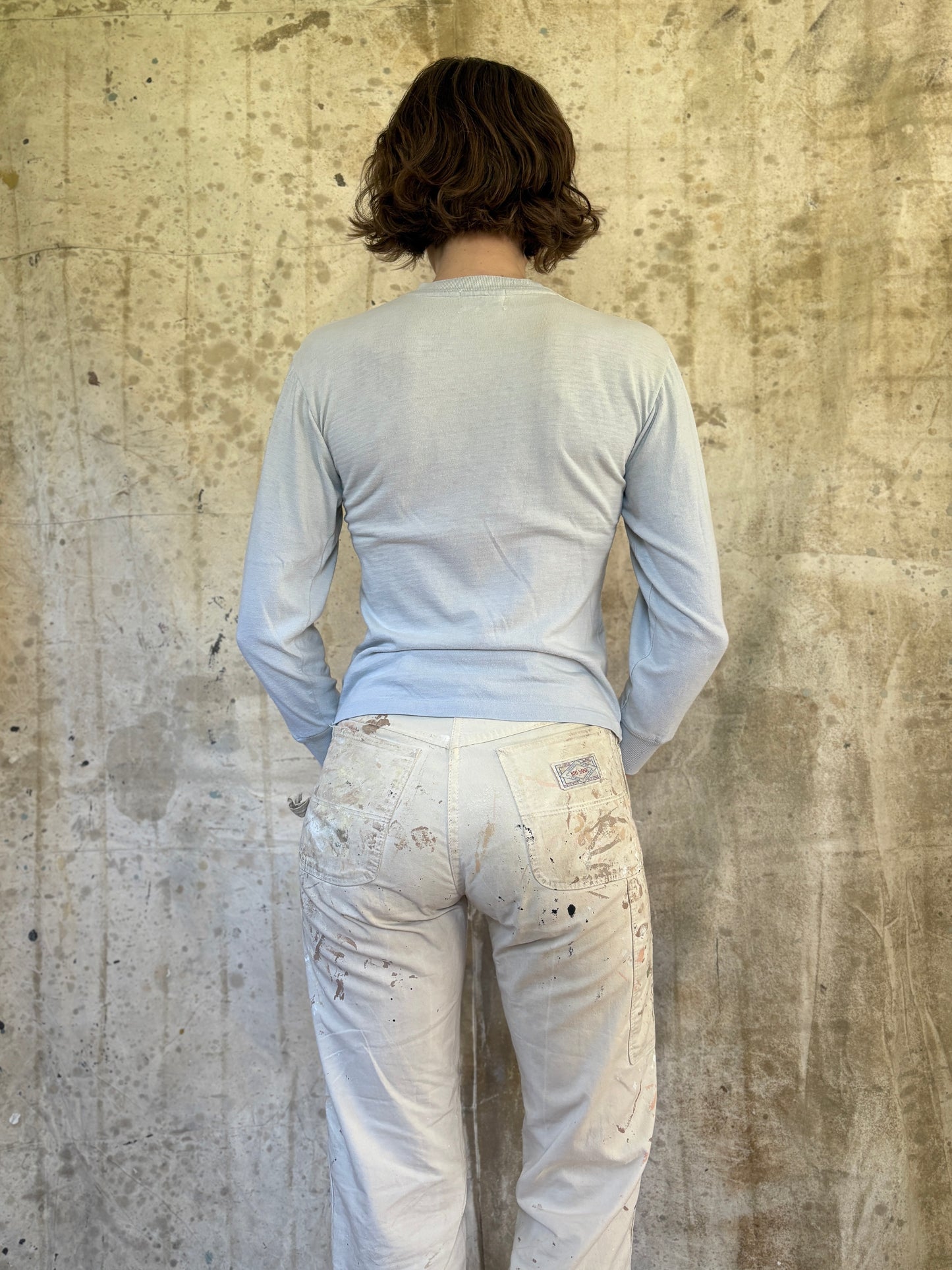 Vintage 50s Pale Blue Blank Pocket Tee