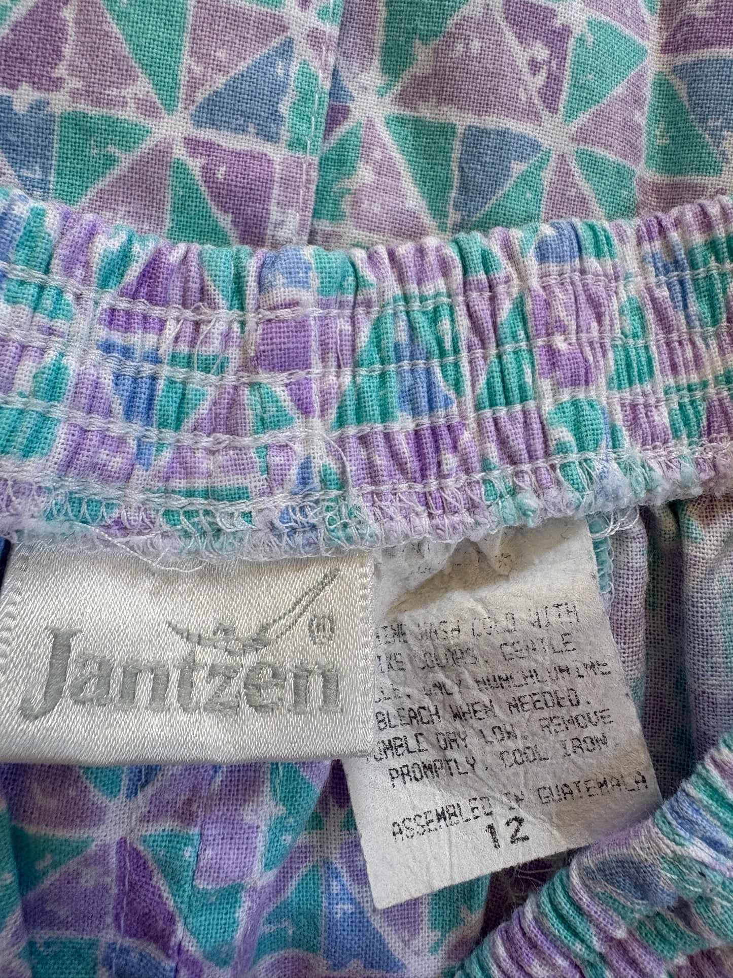 Vintage 80s Jantzen Geometric 2pc Set Blouse And Shorts