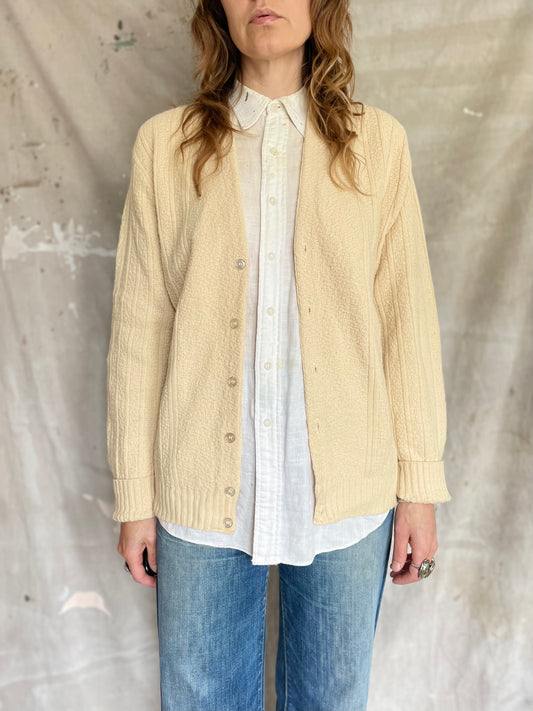 70s Ecru Knit Cardigan