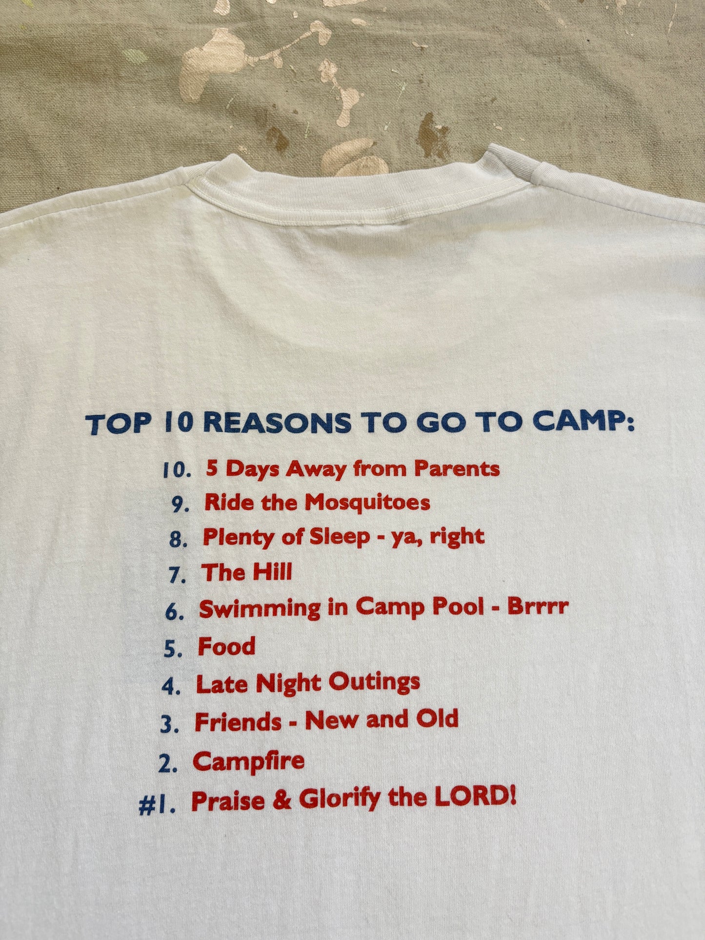 Vintage 1995 Ten Reasons To Go To Camp Tee