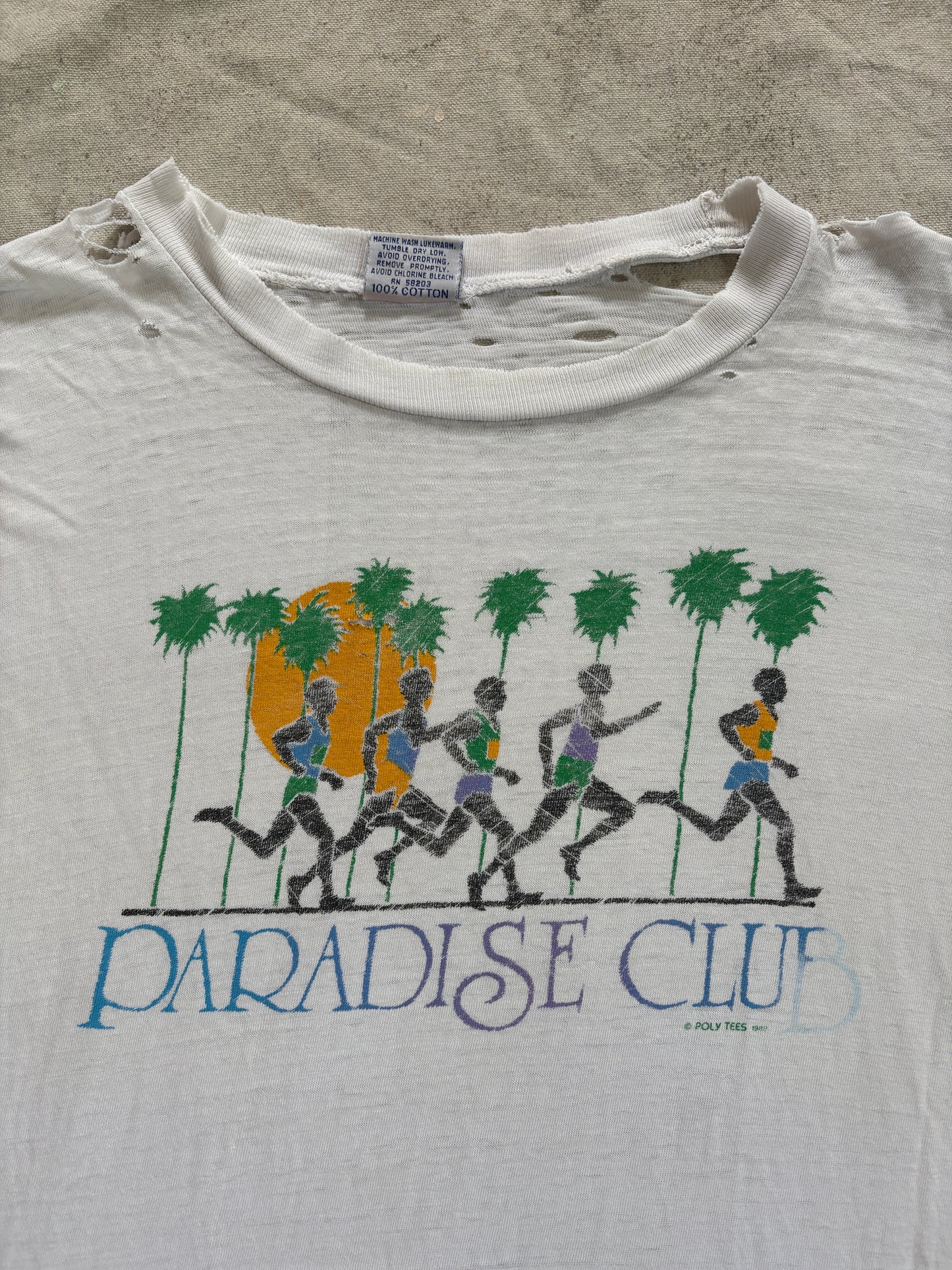 Vintage 80s Thrashed Paradise Club Runner Tee