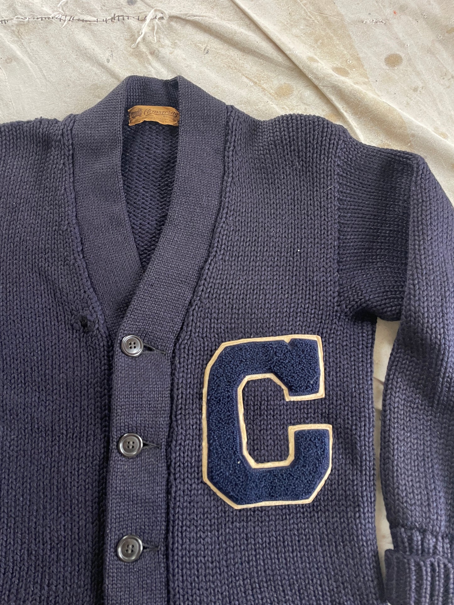 50s Navy Blue Letterman Sweater “C”