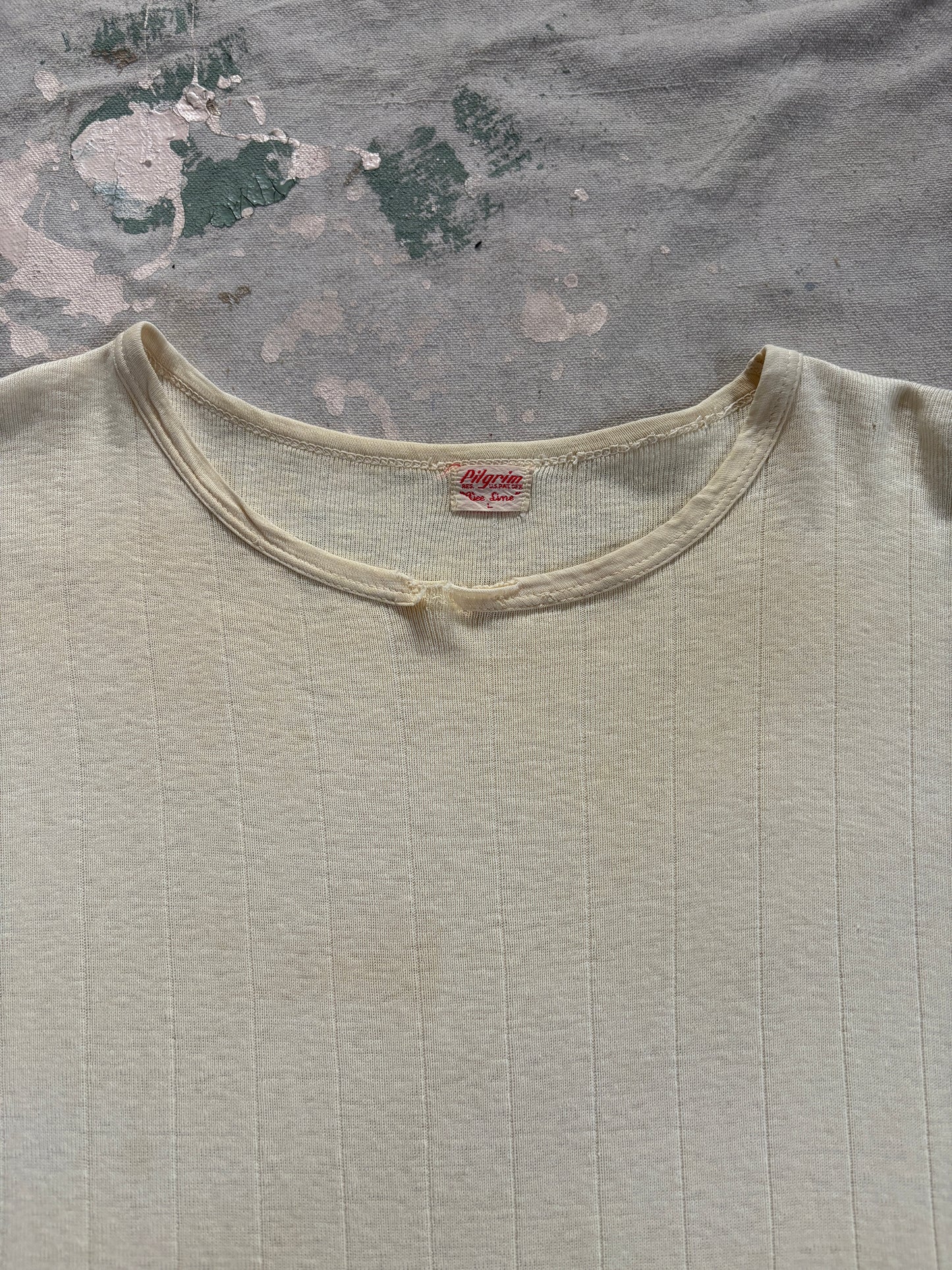 Vintage 40s Pilgrim Ribbed Off White Tee