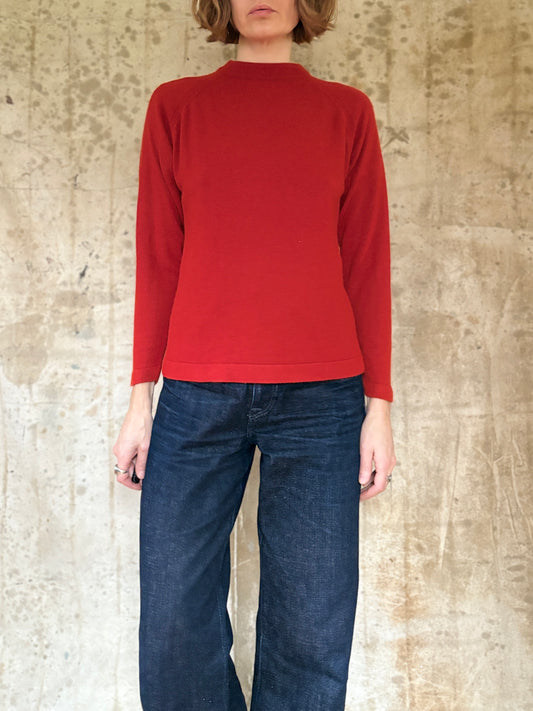 Vintage 80s Red Mock Neck Sweater