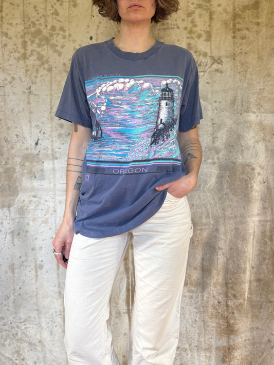 Vintage 90s Lincoln City Oregon Lighthouse Tee