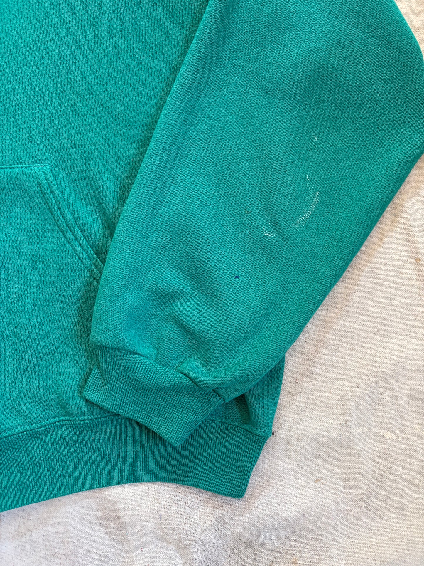 Vintage 80s Blank Turquoise Hoodie Sweatshirt