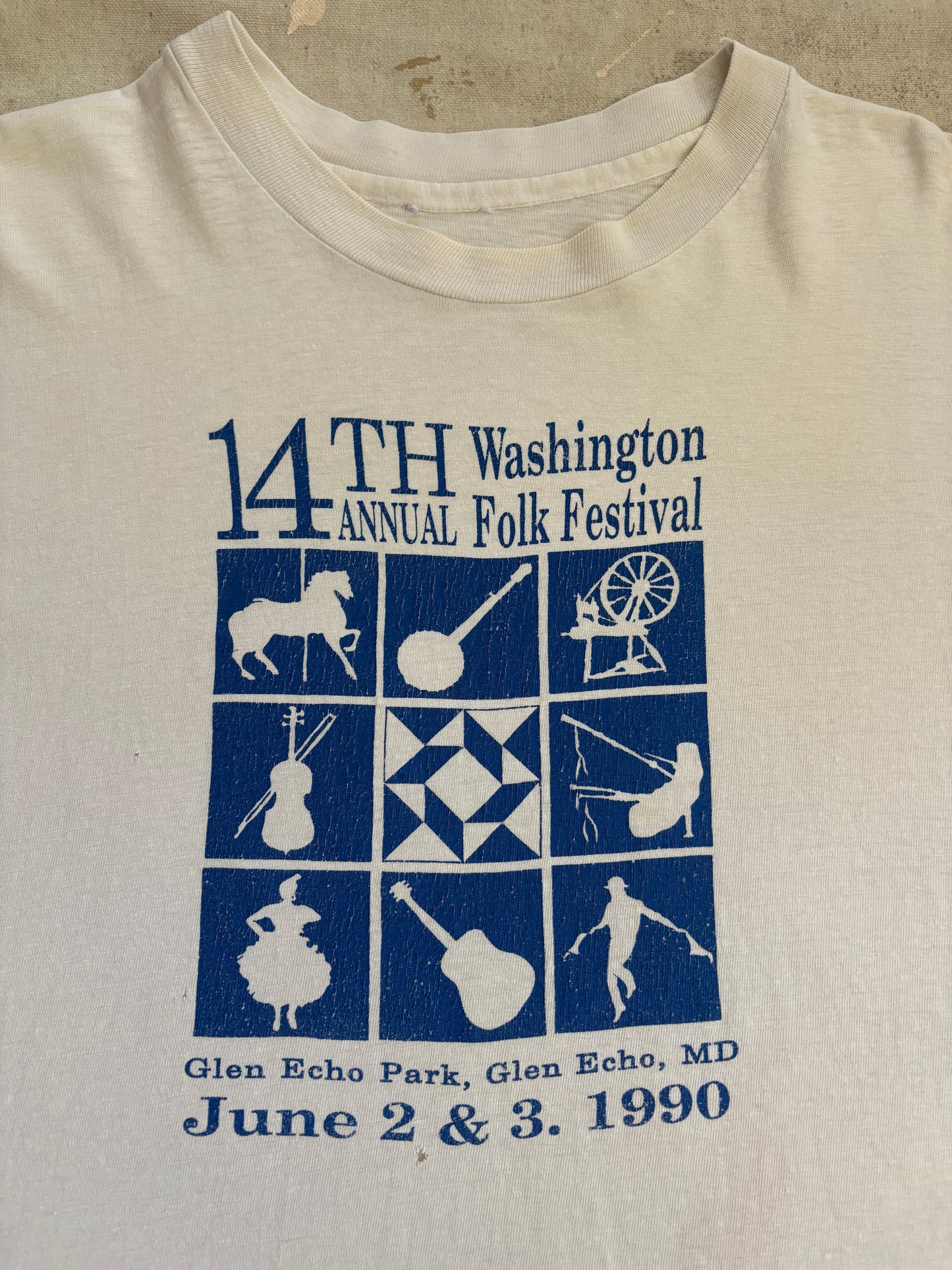 Vintage 1990 Folk Festival Glen Echo Park Tee