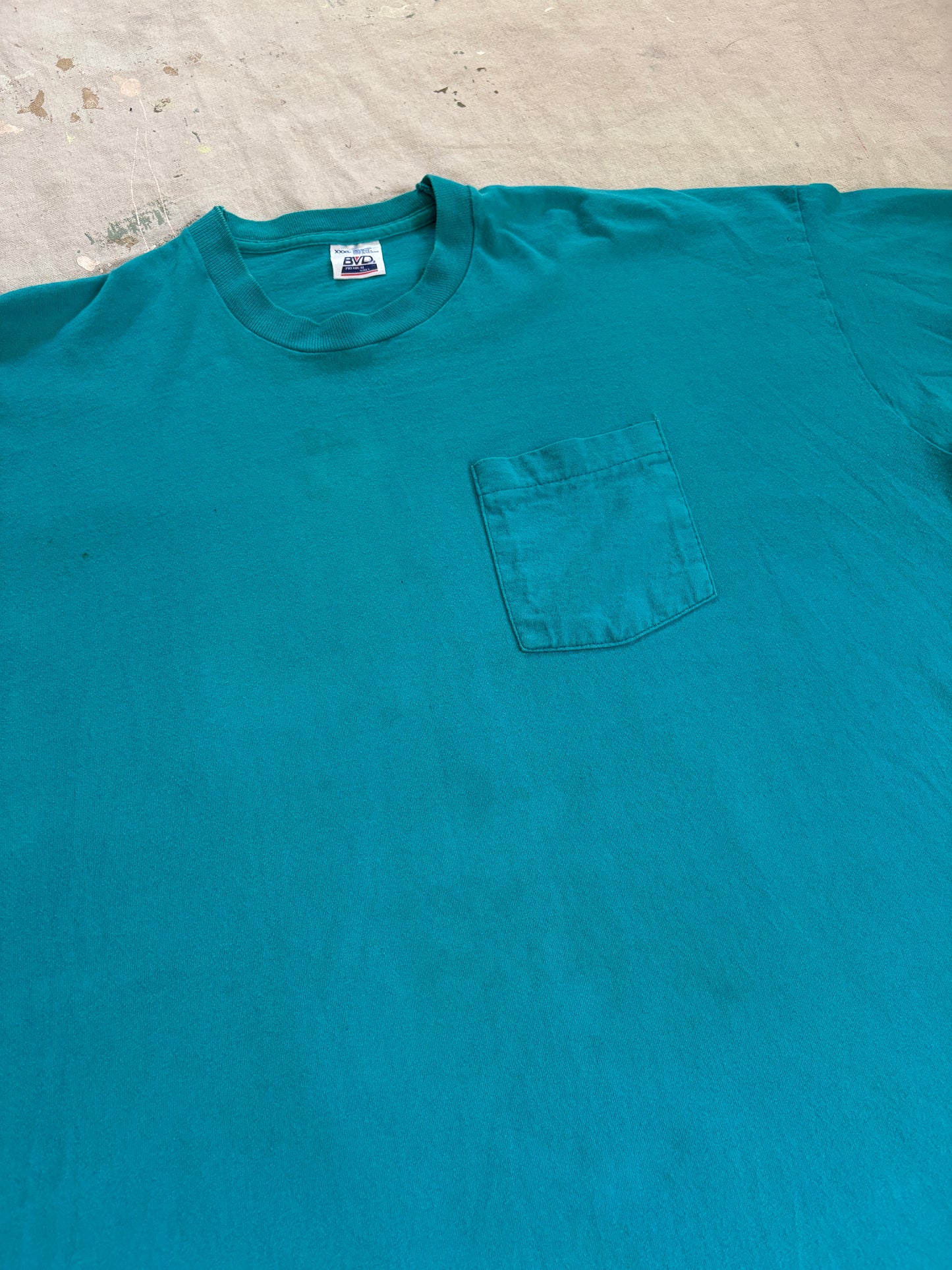 Vintage 90s BVD Blank Teal Pocket Tee