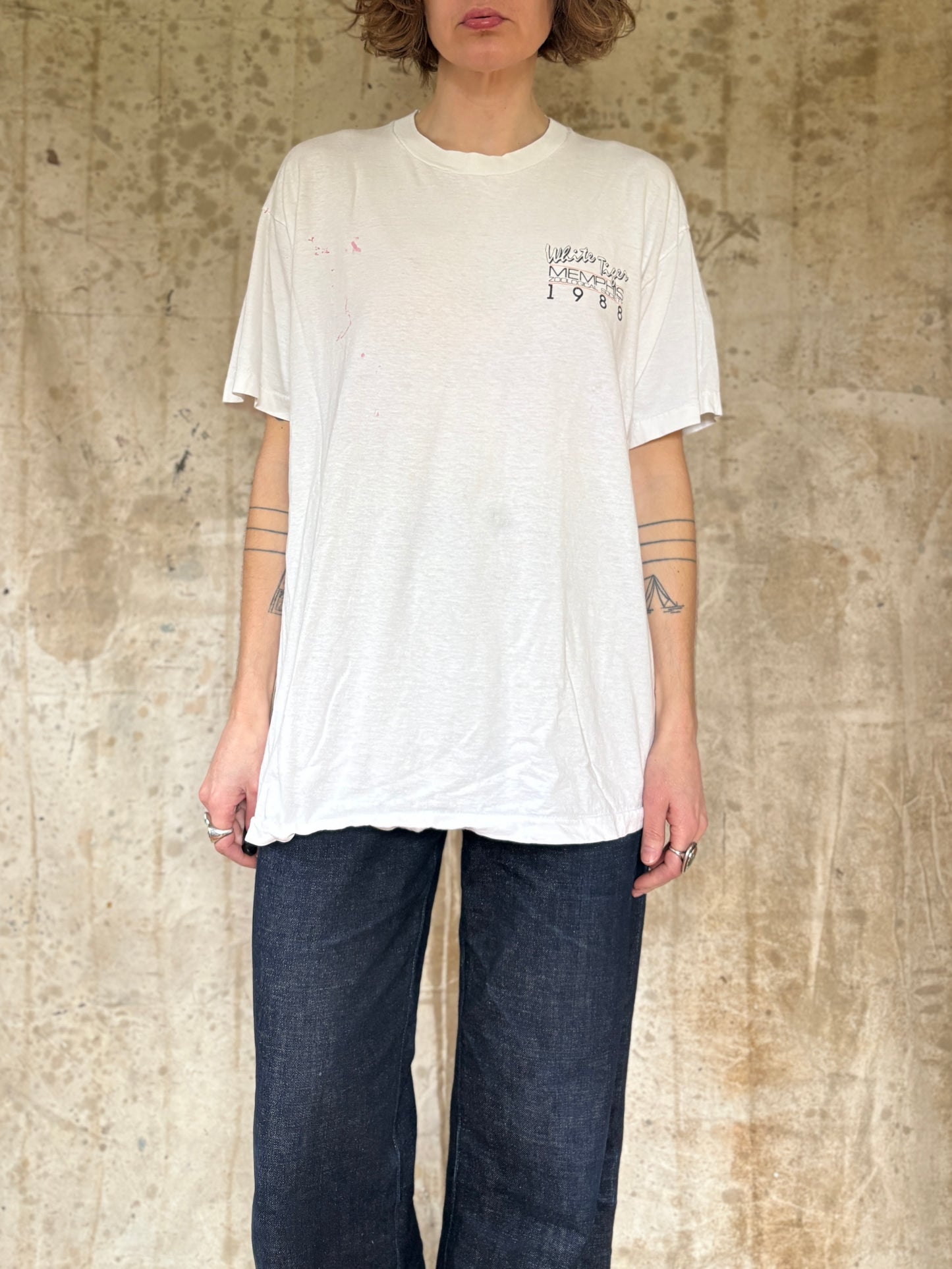 Vintage 80s White Tiger Memphis Zoological Society Tee