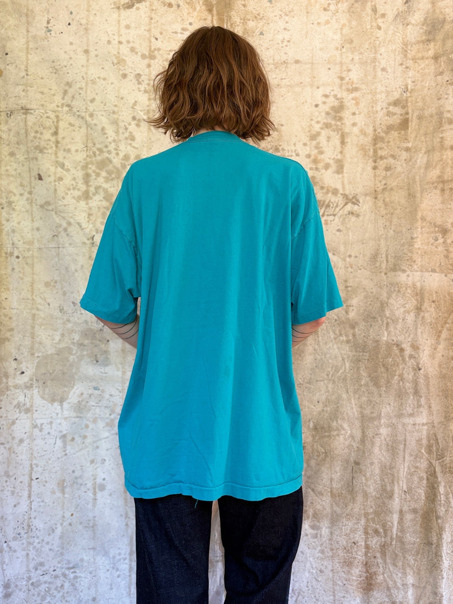 Vintage 90s BVD Blank Teal Pocket Tee