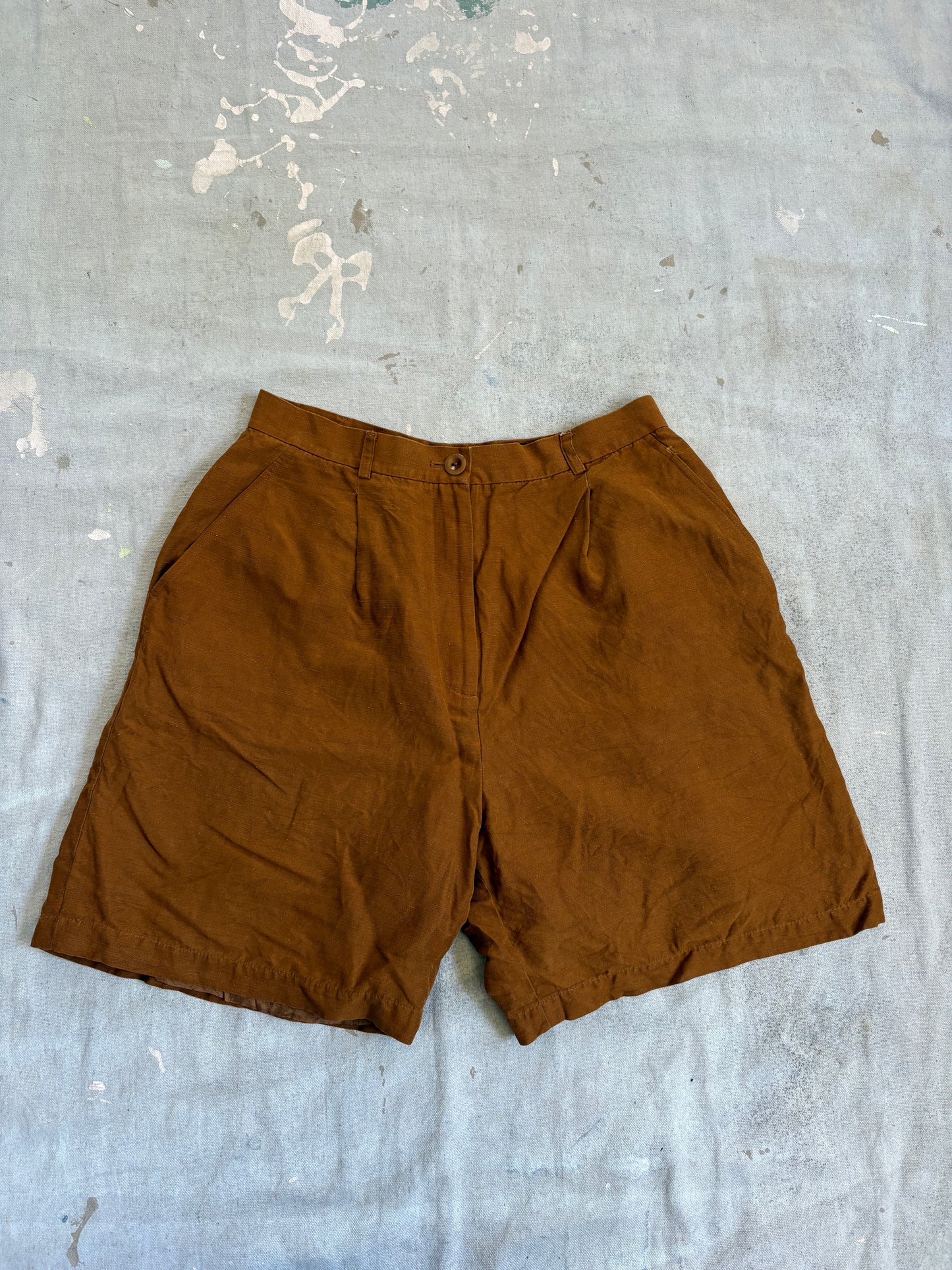 Vintage 90s Silk Linen Clay Shorts