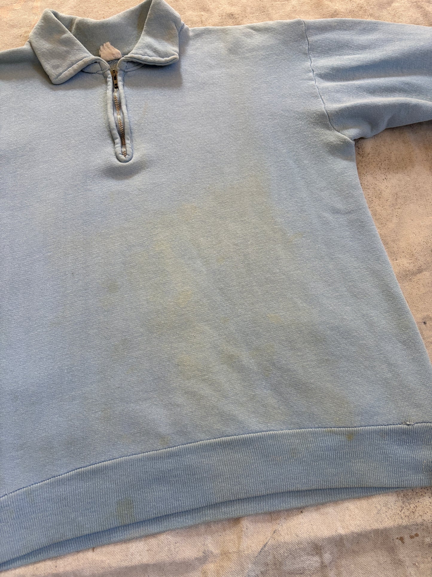 Vintage 50s Blank Baby Blue Quarter Zip Sweatshirt