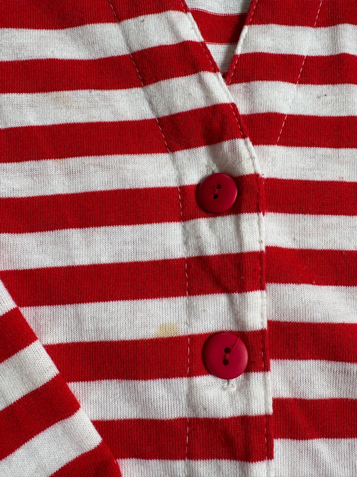 90s Red And White Striped Cardigan Tee
