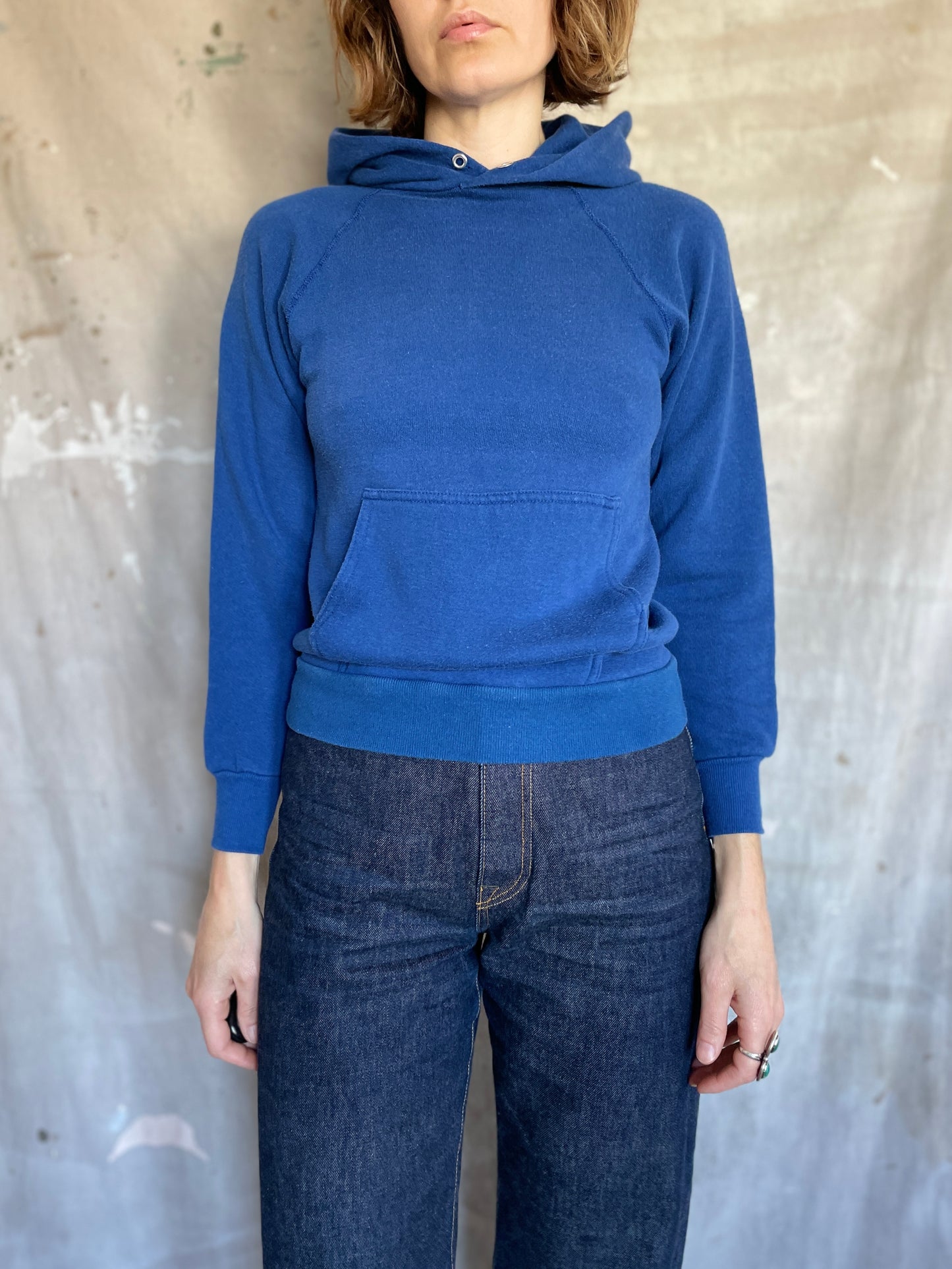 80s Blank Blue Hoodie