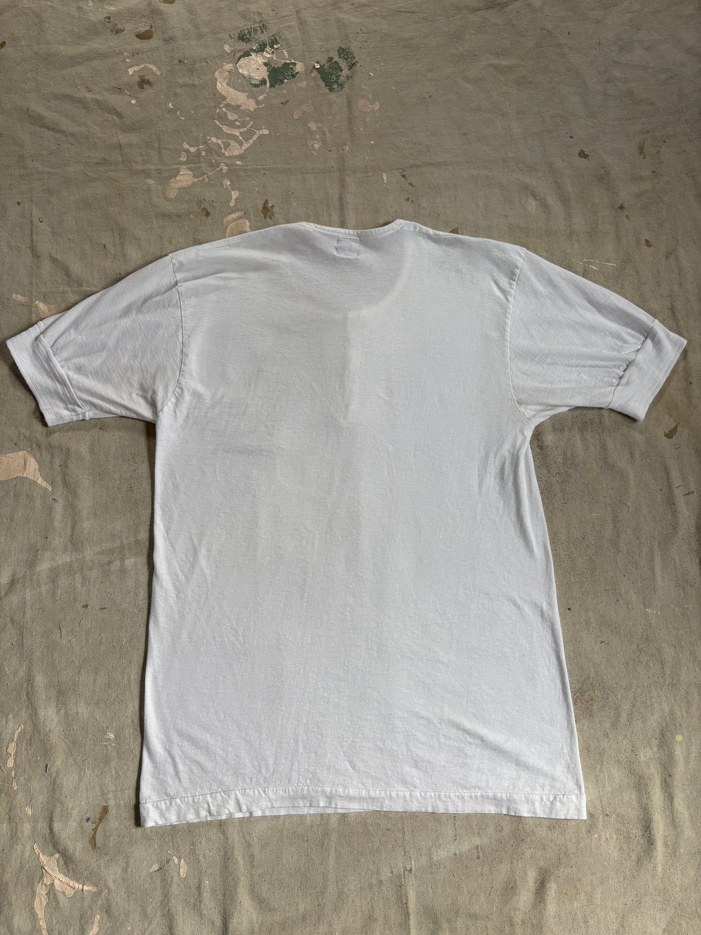 80s Blank White Henley Tee