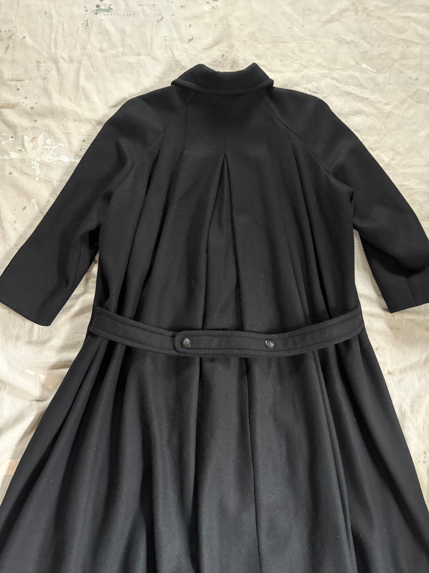 90s Black Wool Peacoat