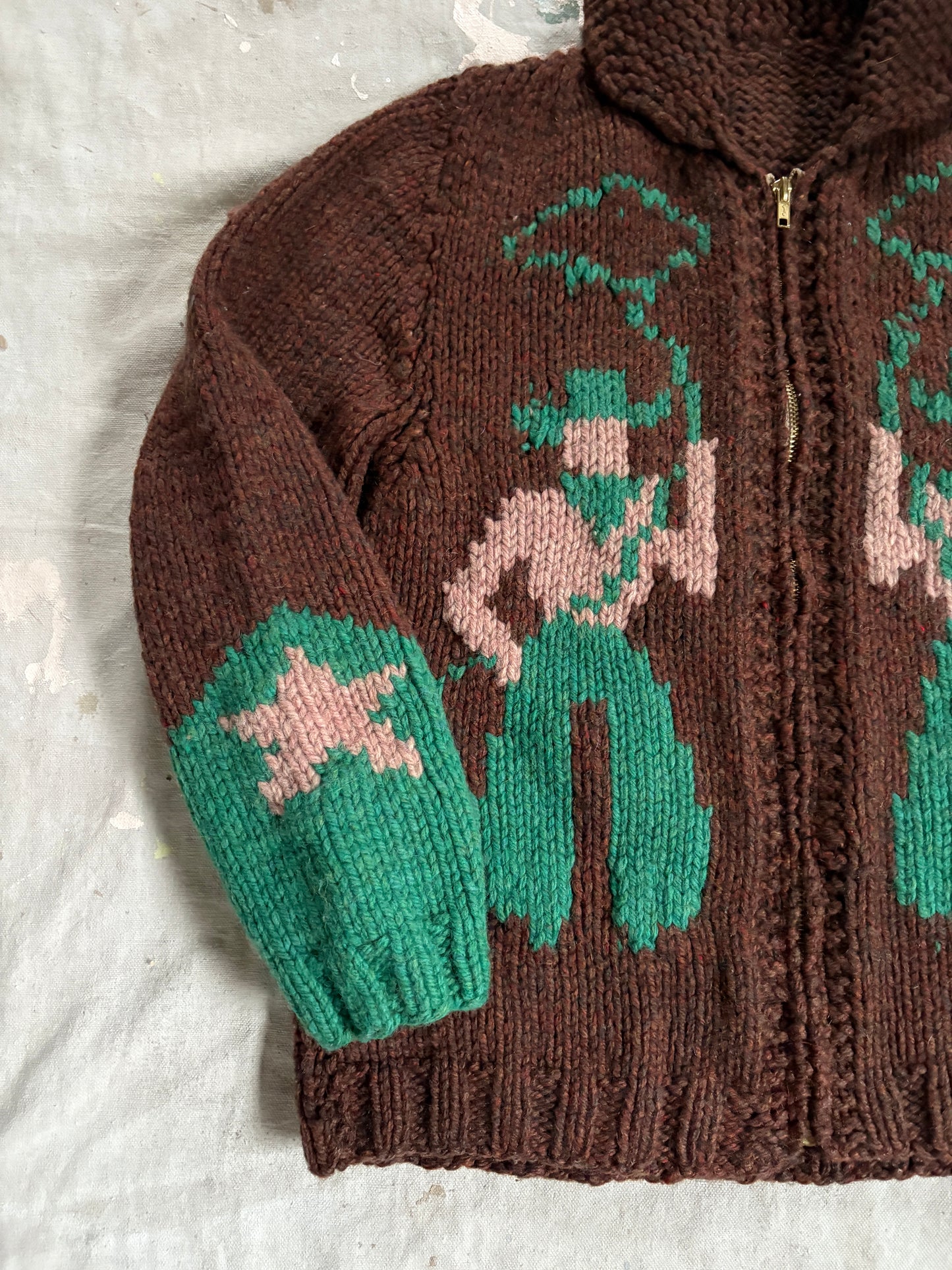 50s/60s Handknit Mary Maxim Cowboy Horse Sweater