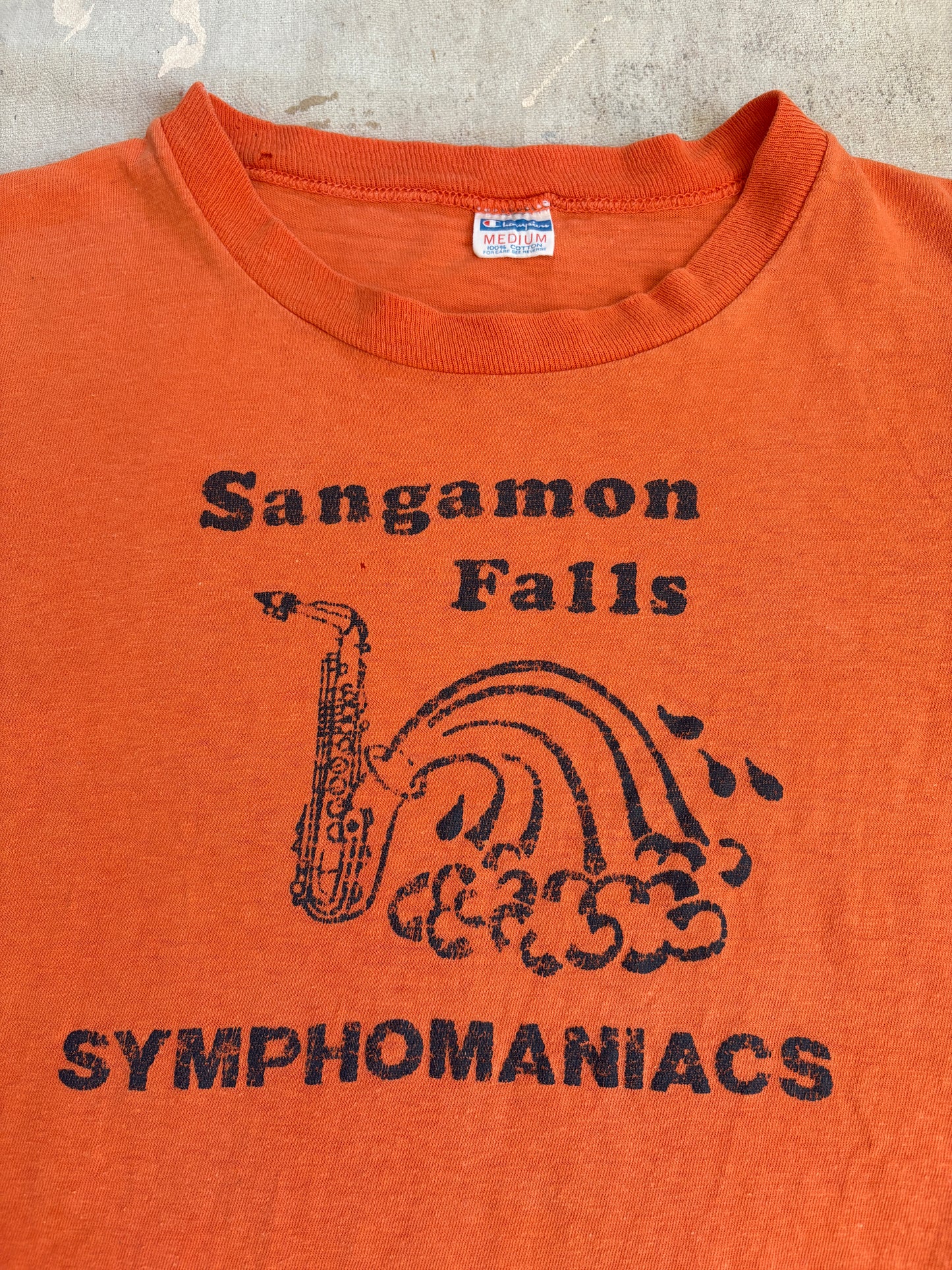 70s Champion Blue Bar Sangamon Falls Symphomaniacs Tee