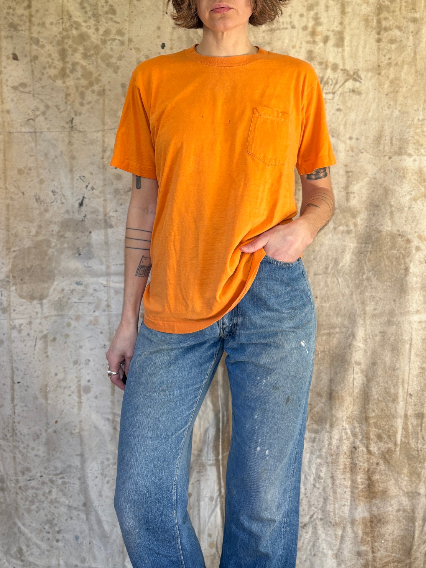 Vintage 70s Towncraft Blank Orange Pocket Tee
