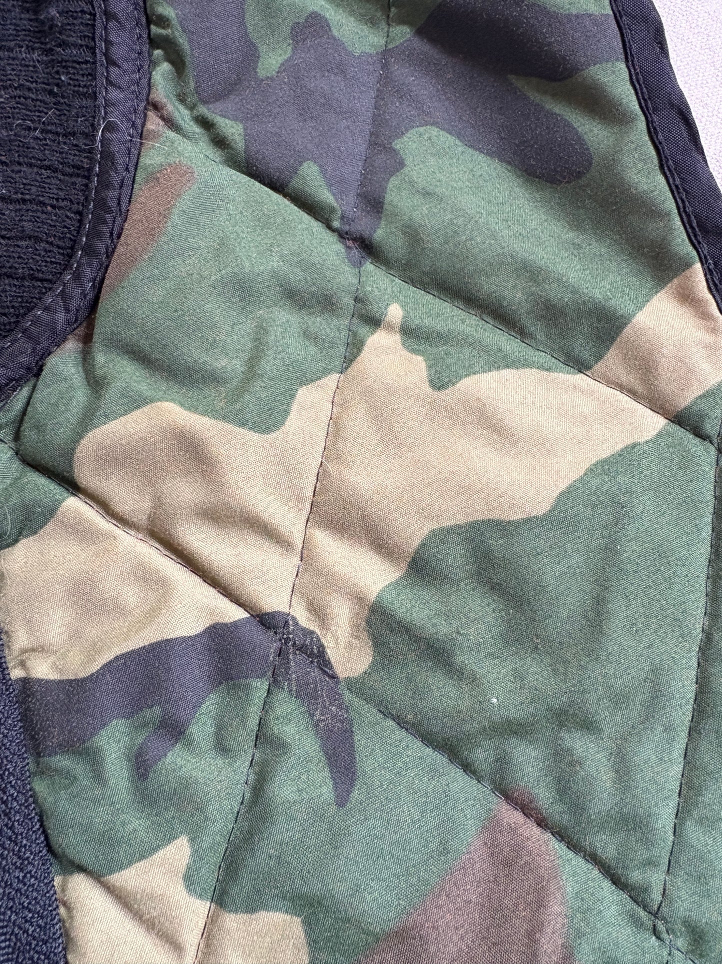 Vintage 80s Reversible Safety Orange Woodland Camo Hunting Vest