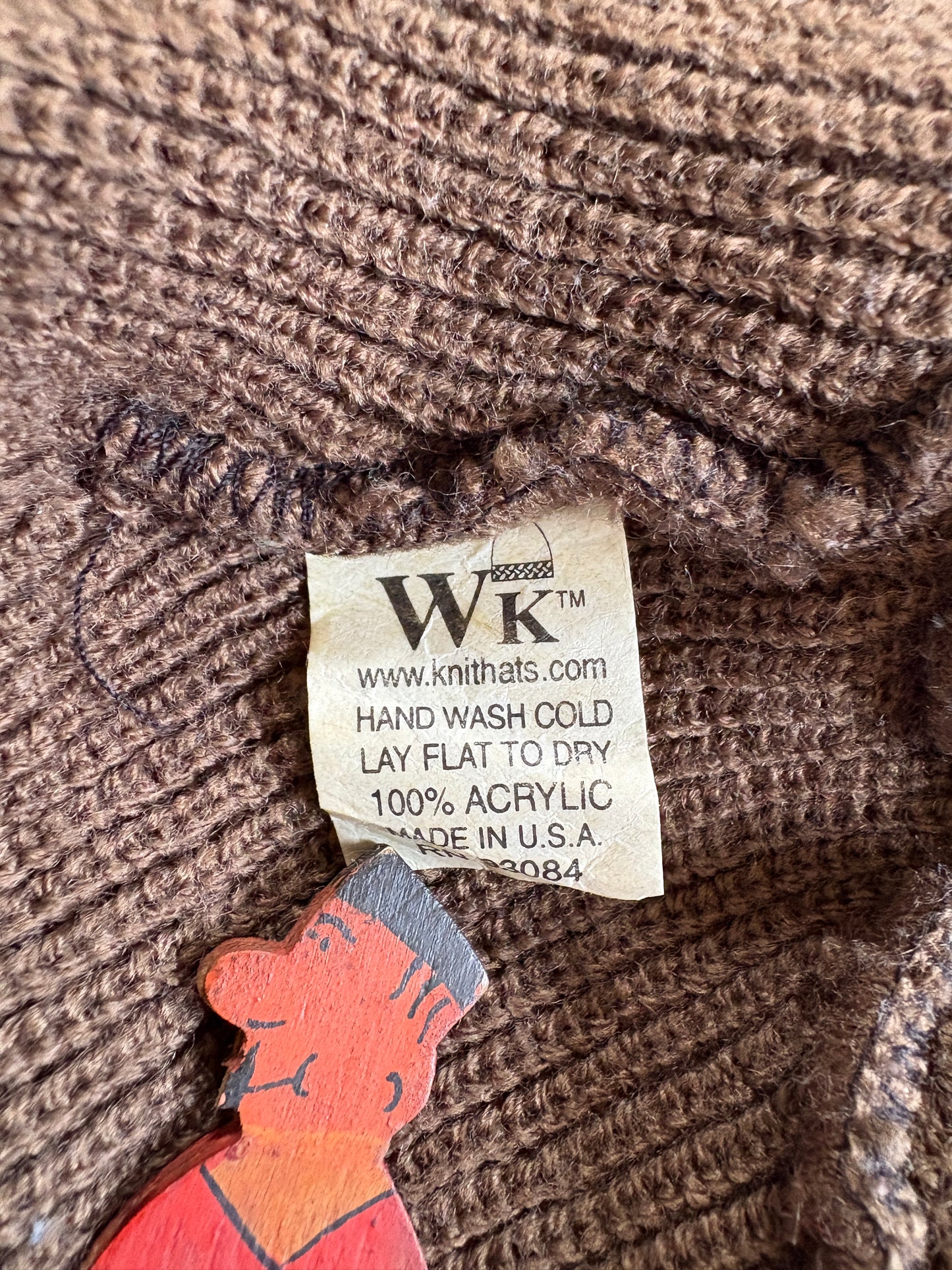 WK Knit Hats Green Brown Beanie