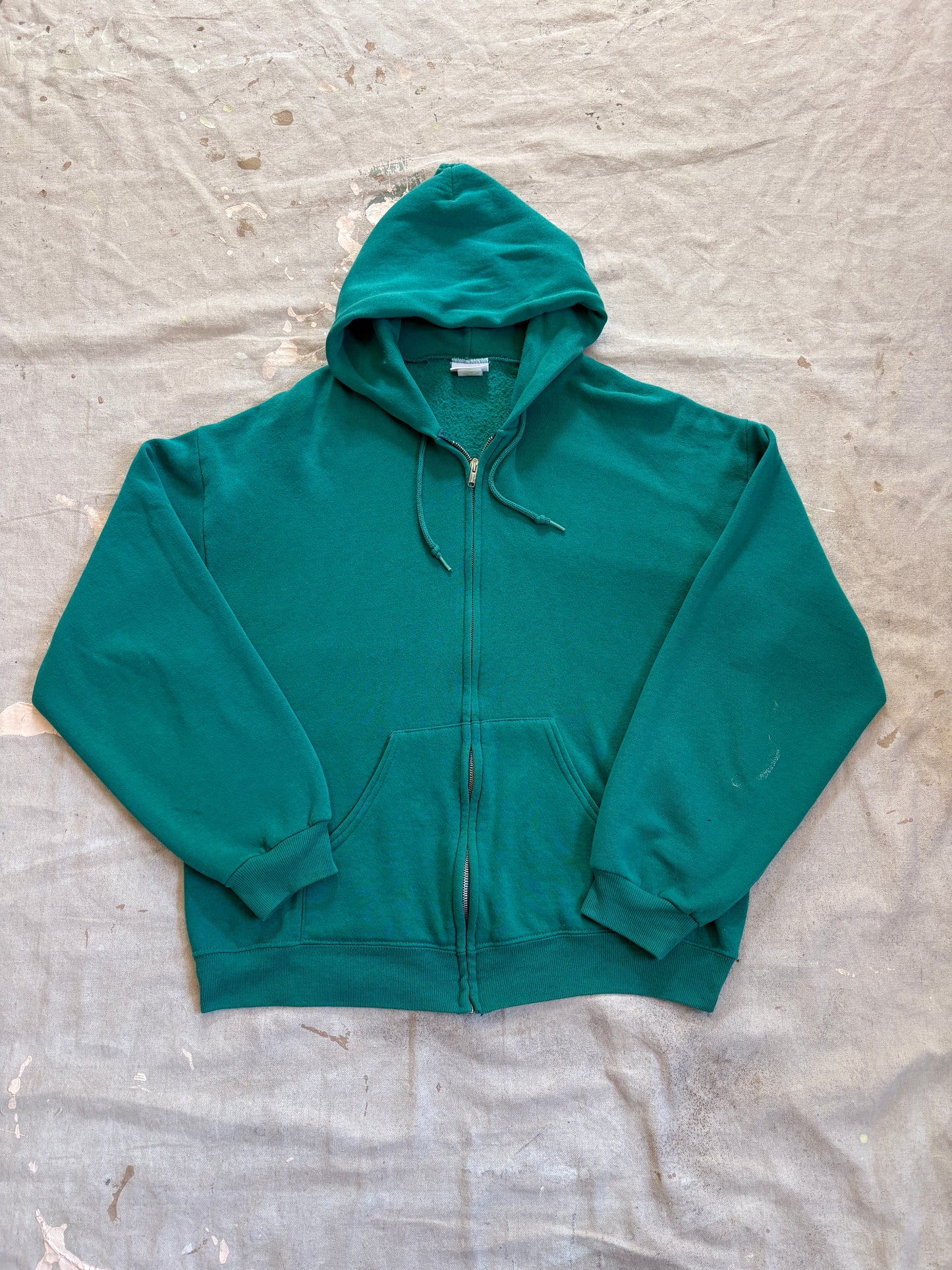 Vintage 80s Blank Turquoise Hoodie Sweatshirt