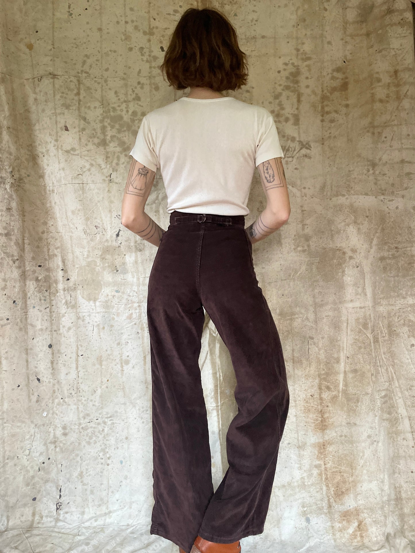 70s Wrangler Brown Wide Leg Corduroy Pants