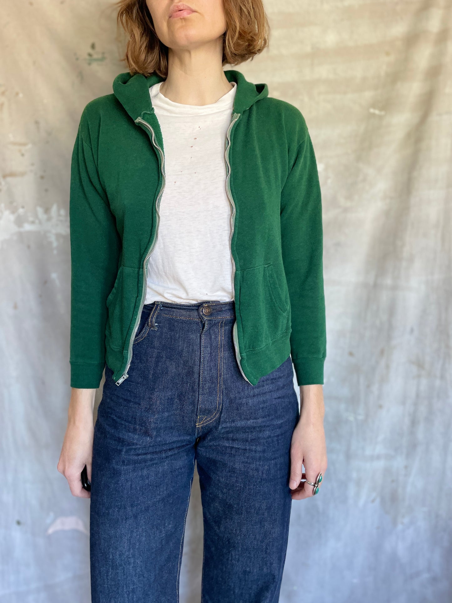 70s Blank Green Hoodie Sweatshirt