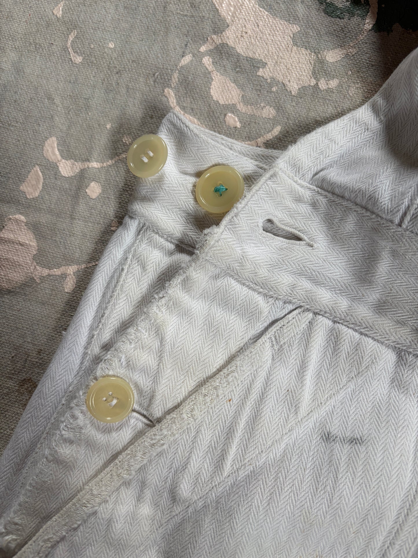 60s White HBT French Workwear Overalls