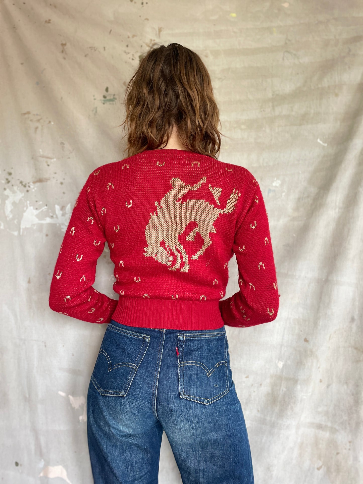 40s Jantzen Bucking Bronco Novelty Sweater