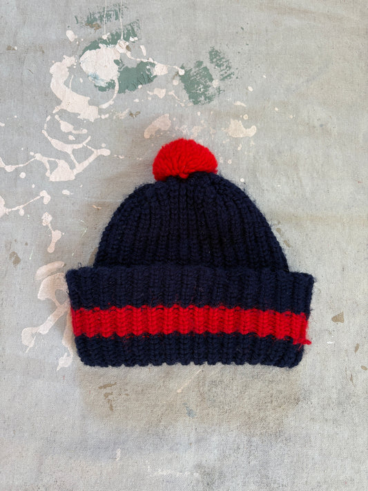 Blue With Red Stripe Watch Cap Beanie