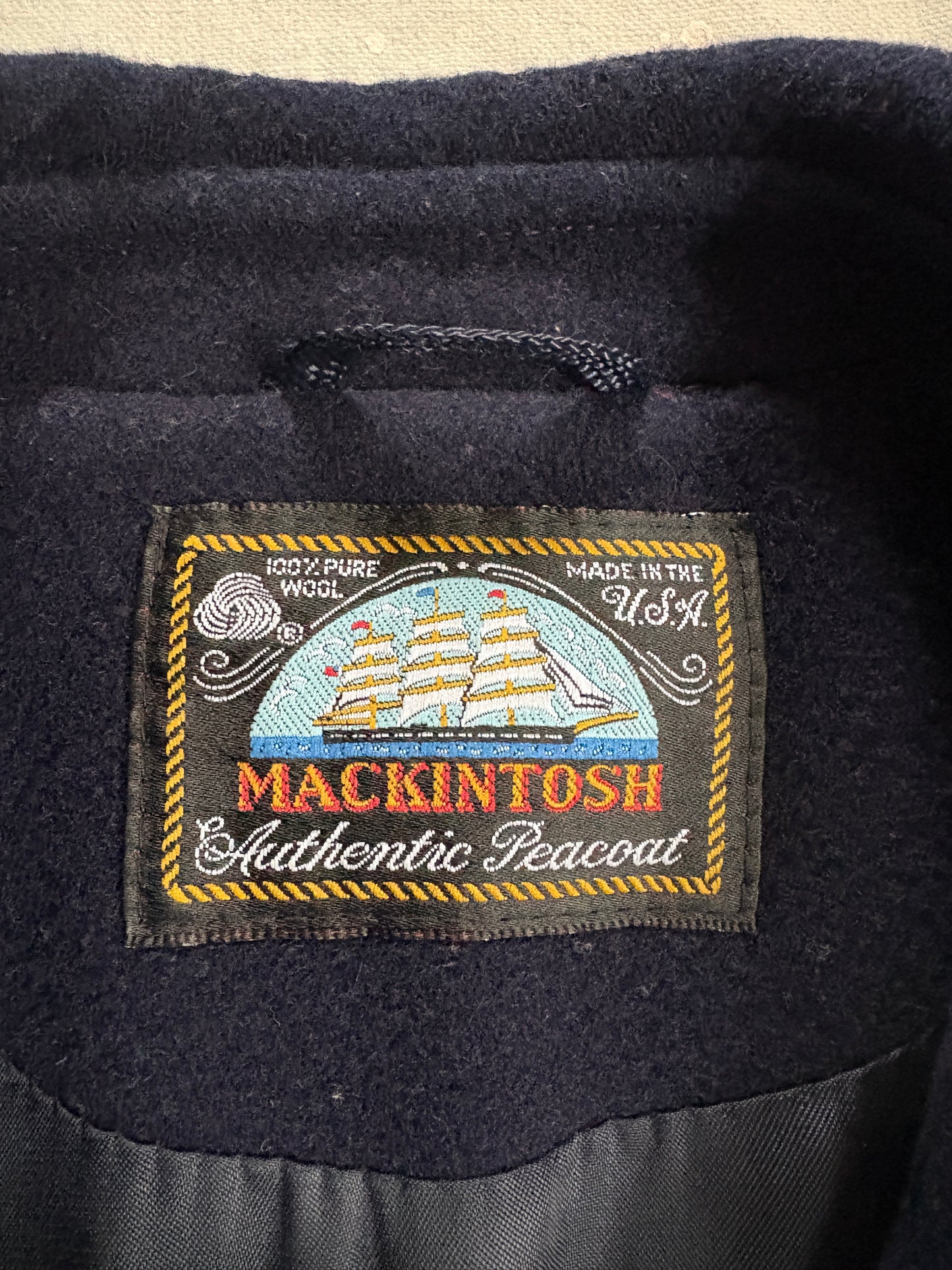 80s Navy Blue Double Breasted Peacoat