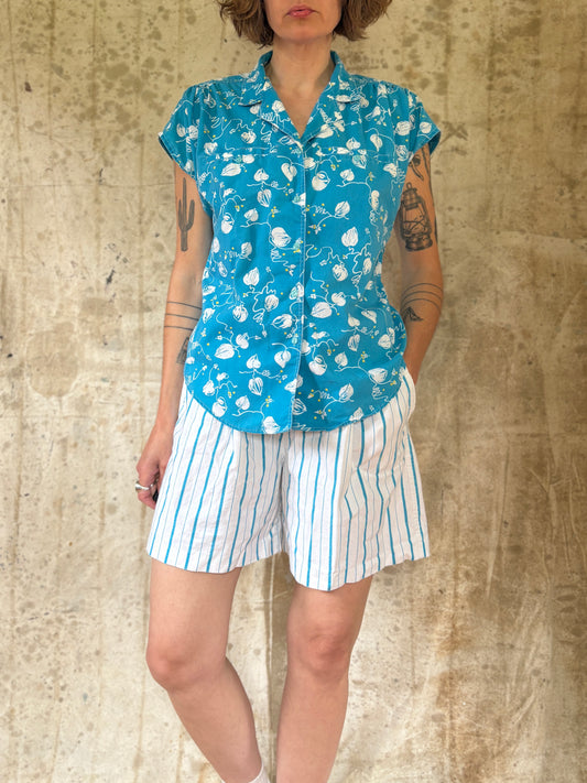 Vintage 90s Floral Hearts Blouse