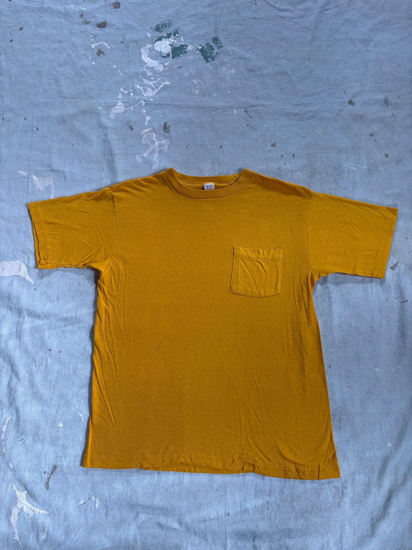 Vintage 60s/70s BVD Blank Yellow Pocket Tee