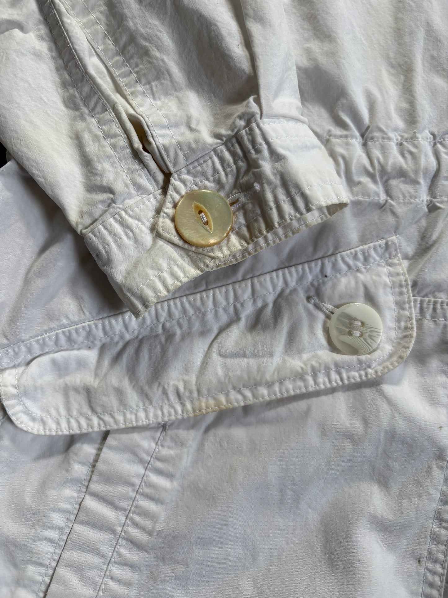 90s LL Bean White Cotton Wind Breaker Jacket