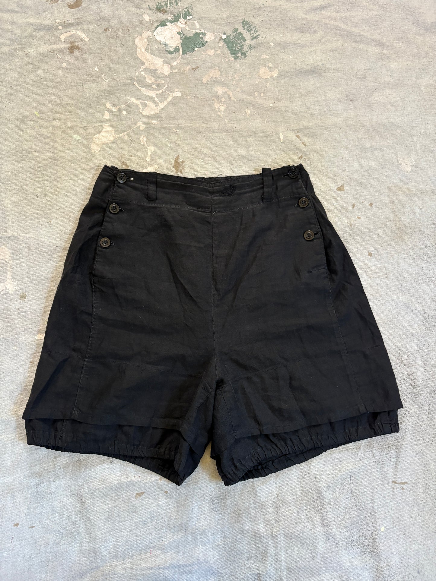 Vintage 30s Fall Front Black Gym Shorts
