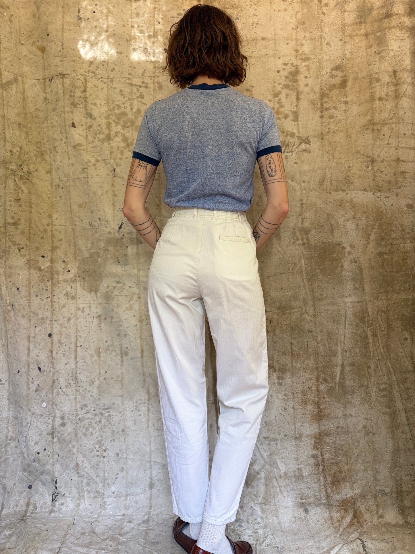 90s Off-White HBT Herringbone Twill Pleated Slacks