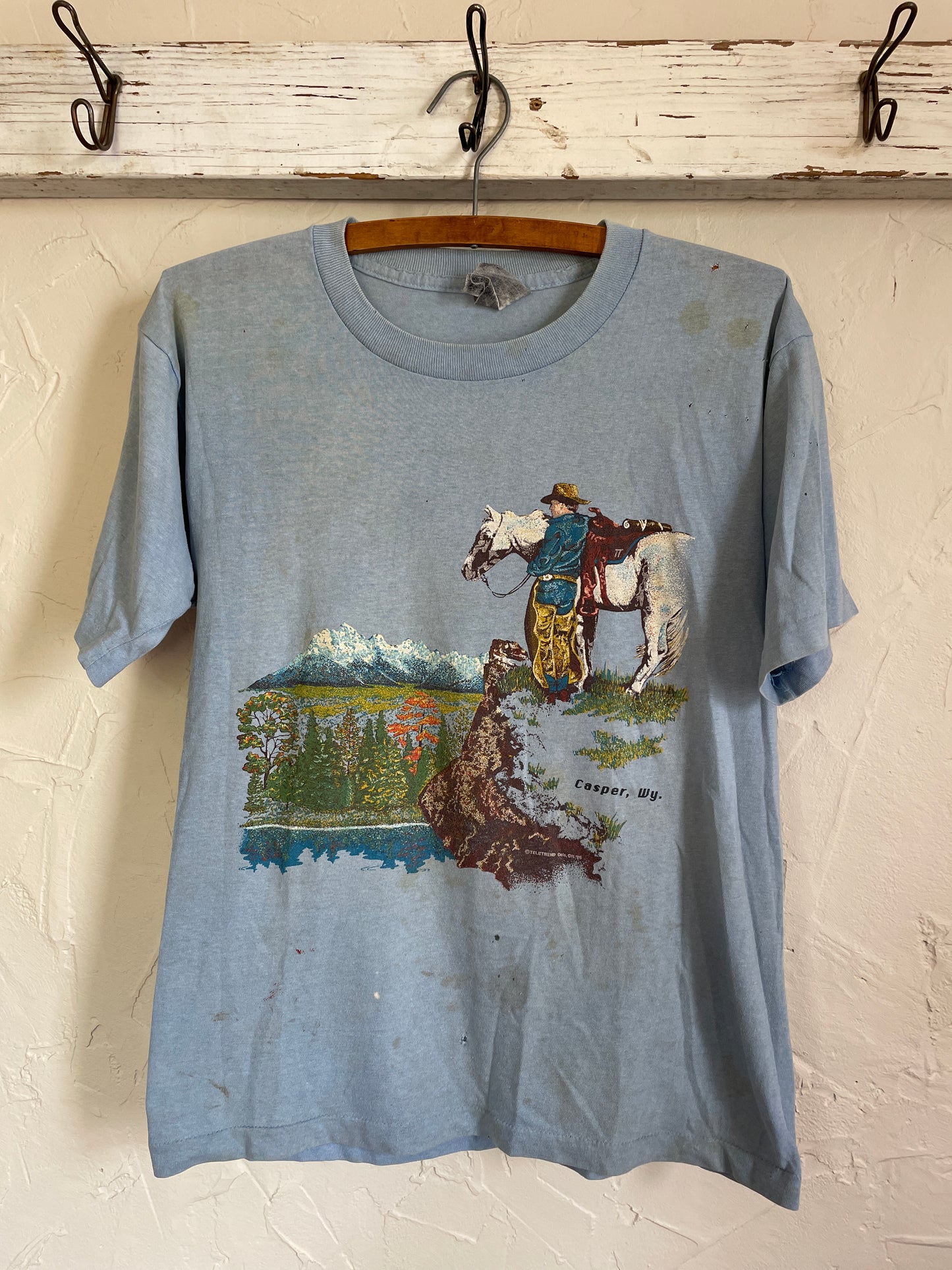 80s Cowboy With Horse Casper Wyoming Tee