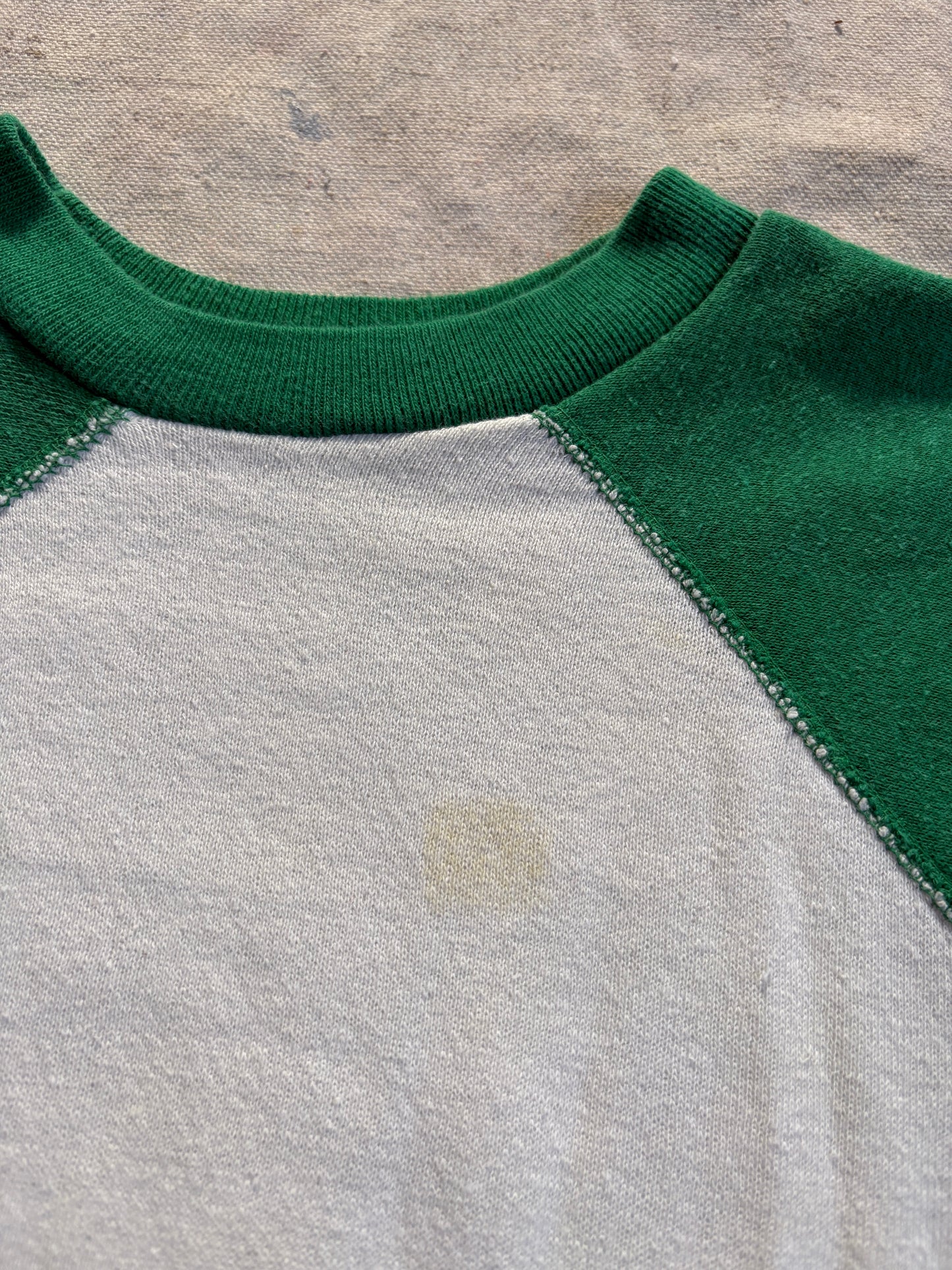 70s Green And White Short Sleeve Sweatshirt