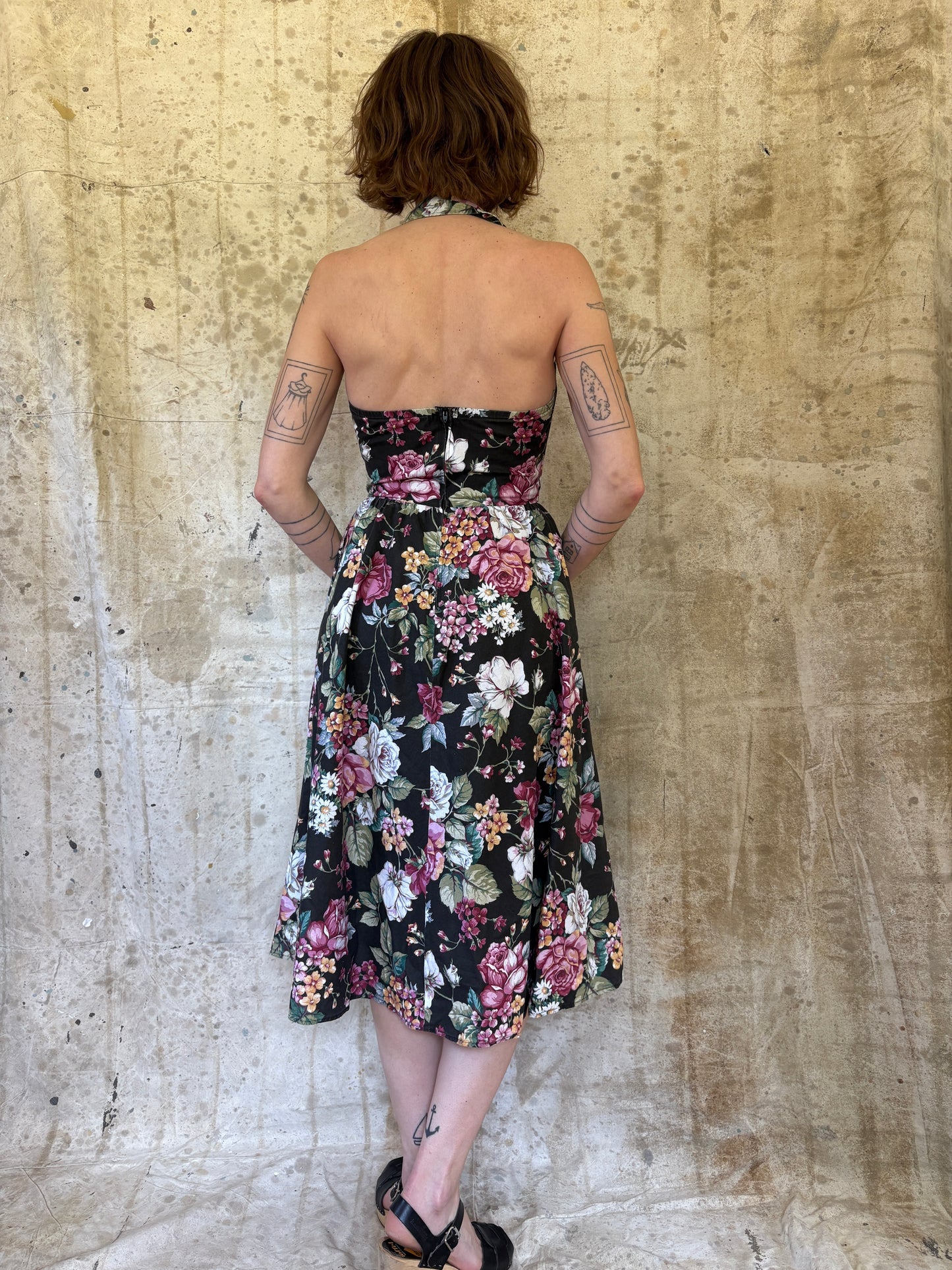 Vintage 90s Floral Halter Dress