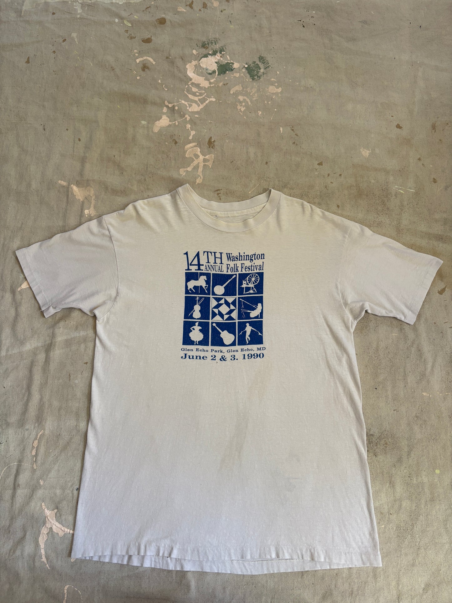 Vintage 1990 Folk Festival Glen Echo Park Tee