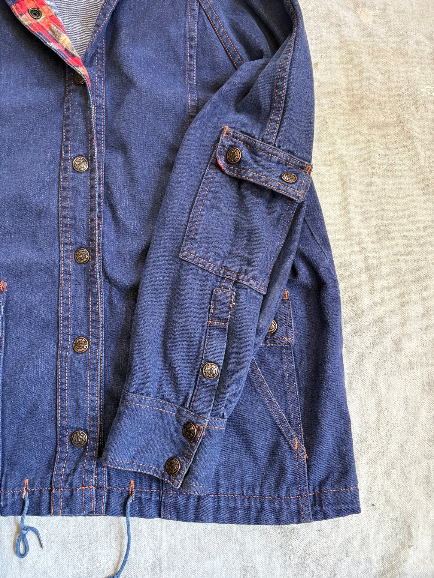 Vintage 80s Plaid Detail Jean Coat