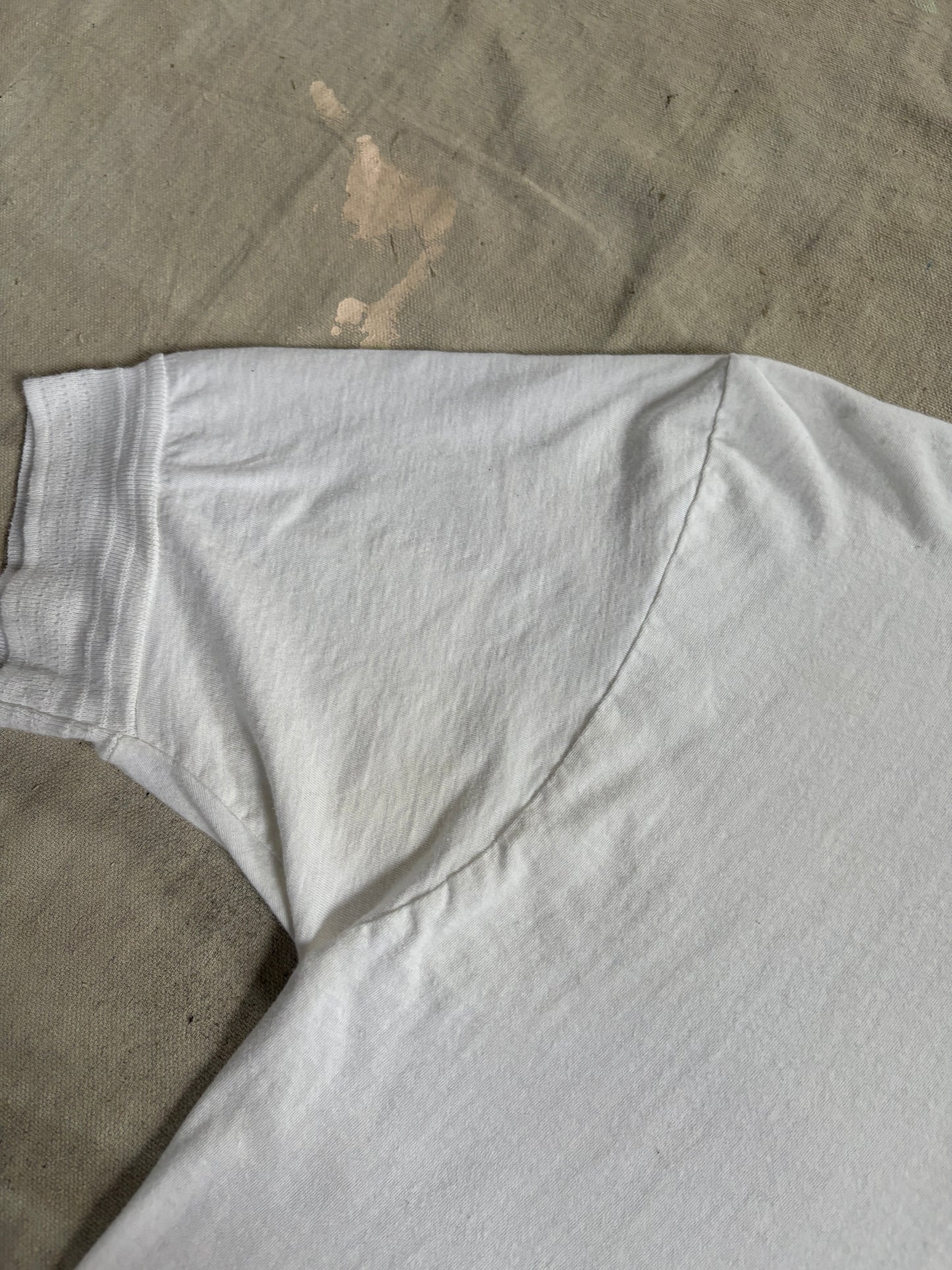 80s Blank White Henley Tee
