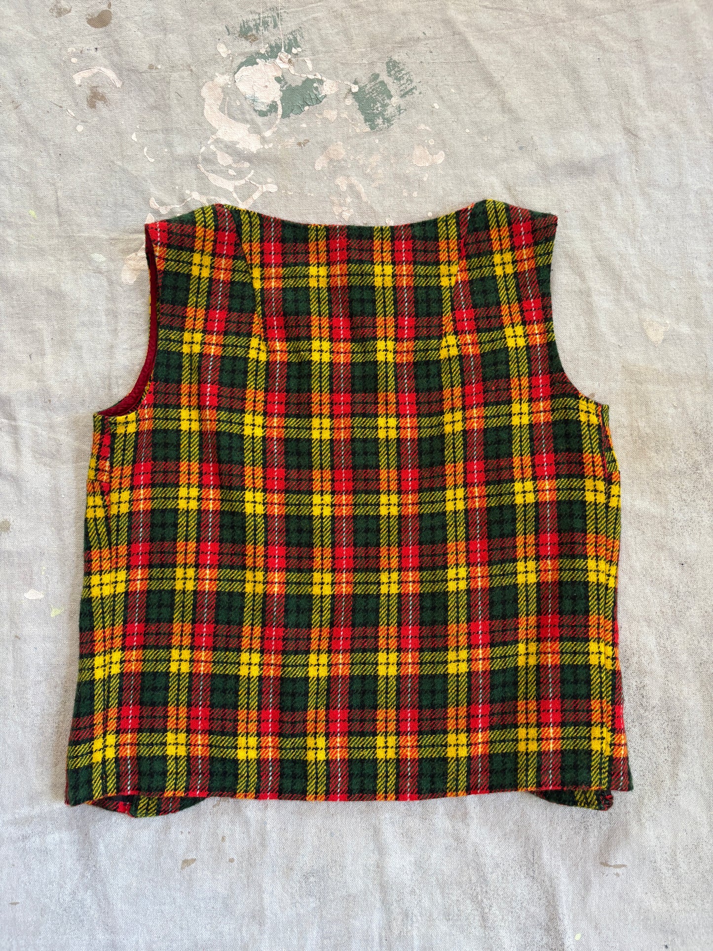 Vintage 70s/80s Handmade Plaid Vest Wide Leg Pants Set