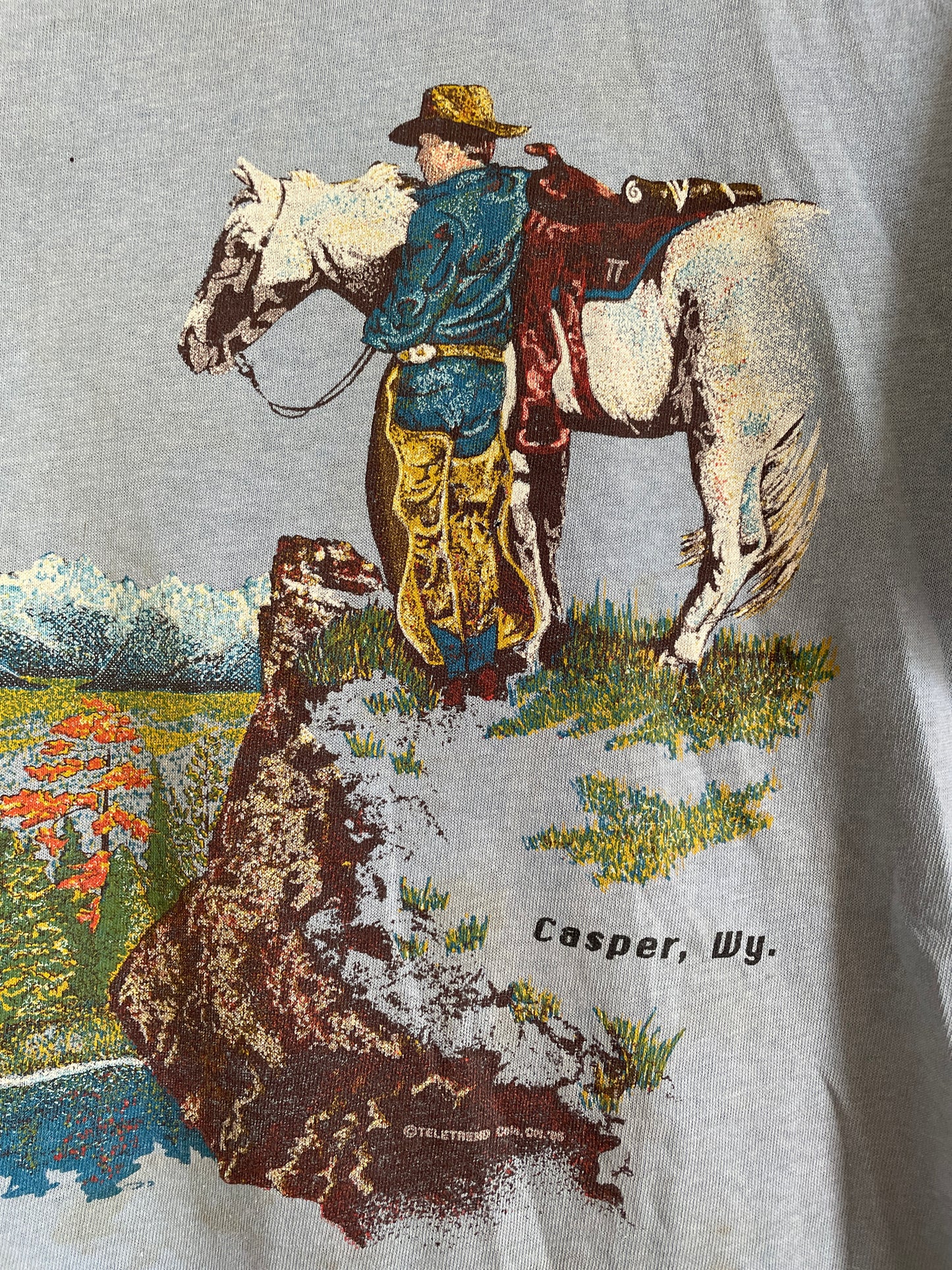 80s Cowboy With Horse Casper Wyoming Tee