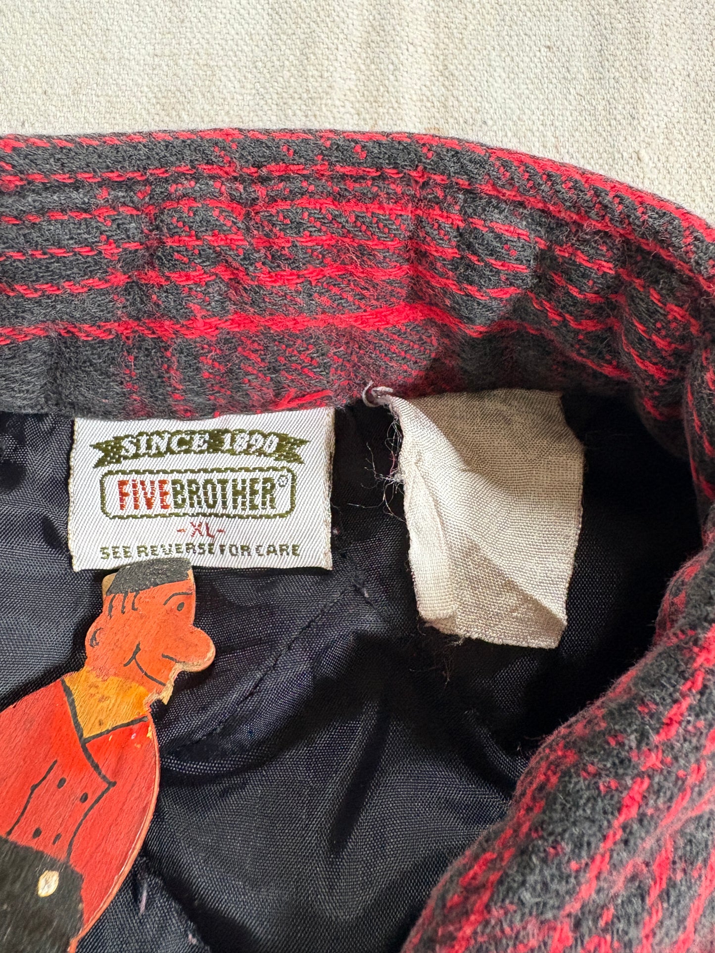 Vintage 90s Five Brother Pearl Snap Quilted Flannel Shirt