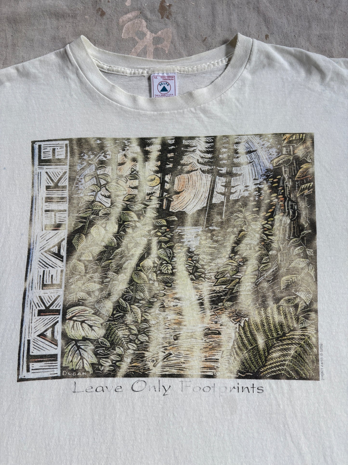 Vintage 90s Take A Hike Leave Only Footprints Tee