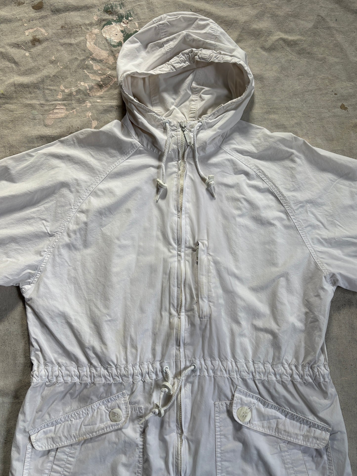 90s LL Bean White Cotton Wind Breaker Jacket