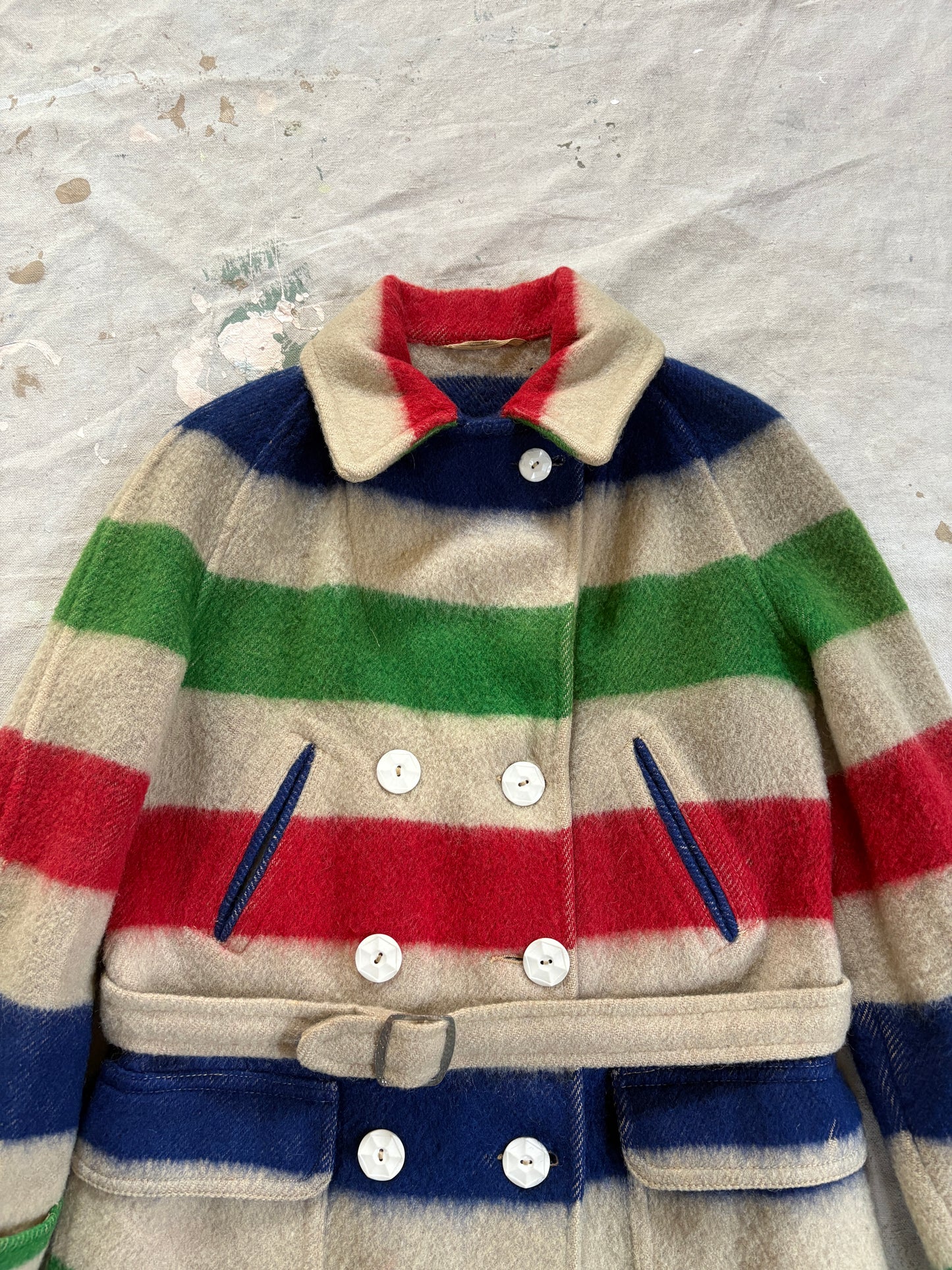 Vintage 30s Western Range Blanket Pea Coat