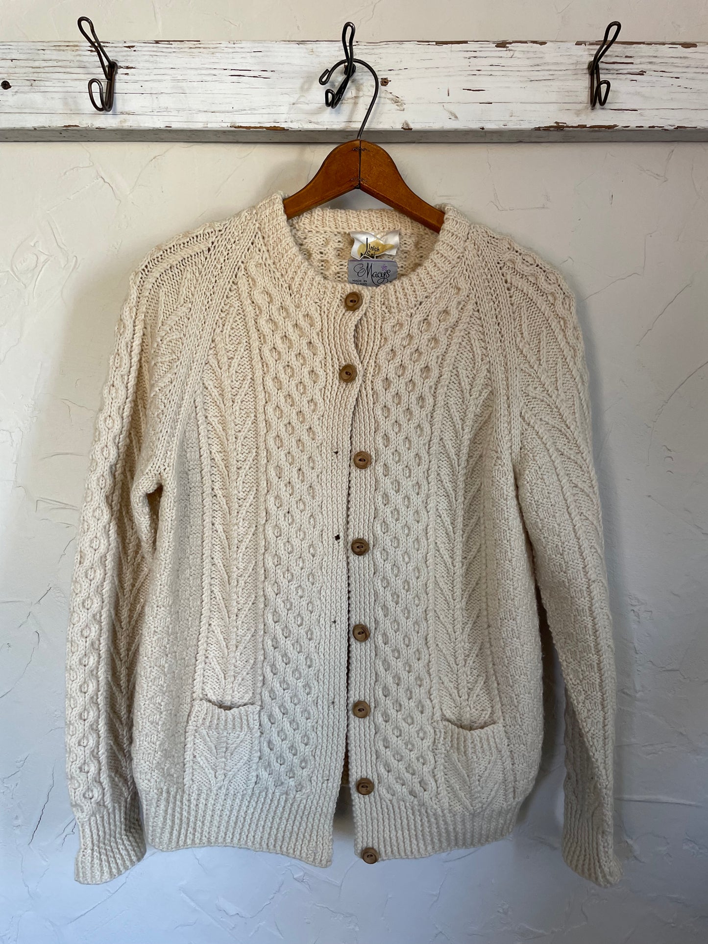 70s Irish Knit Fisherman Sweater Cardigan